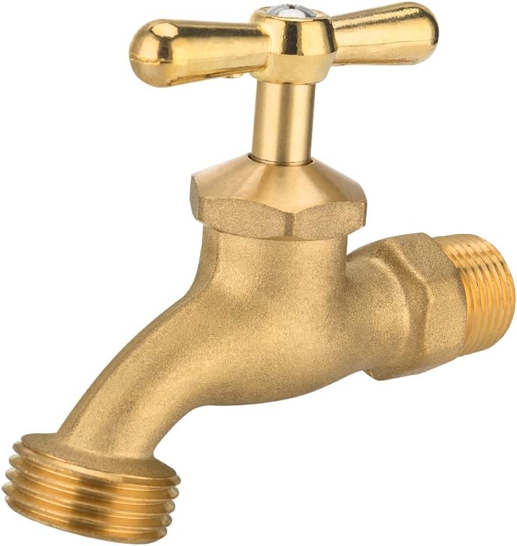 EFIELD Outdoor Garden Hose Faucet/Valve 1/2" Male NPT Inlet ×3/4" Male GHT Threaded Garden Hose Outlet/Connector,(BIBCOCK001)