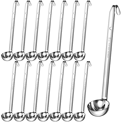 15 Pcs Soup Ladle Stainless Steel Ladles With Long Handles Silver Punch Ladle Metal Sturdy Serving Spoons With Long Hook For Home Restaurant Kitchen Cooking Stirring Portioning Soup Sauce (1 Oz) #TOP21