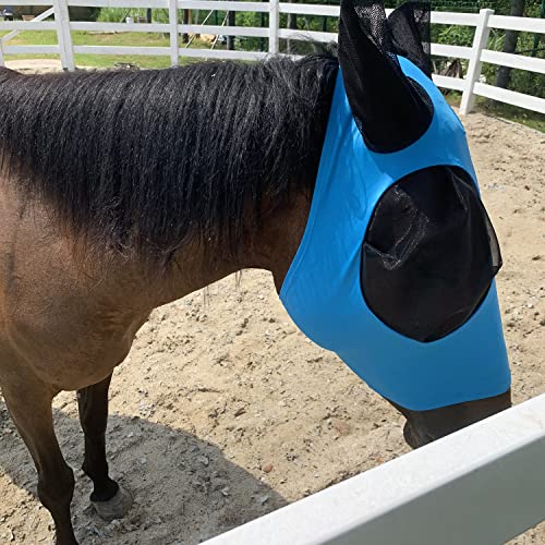 Upgrade Uv Horse Fly Mask com orelhas - Protetor solar equino Lycra Quiet Ride Elasticity Fly Mask c
