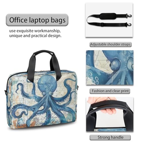 Maletín laptop azul retro océano pulpo 13-16 pulg miniatura 7