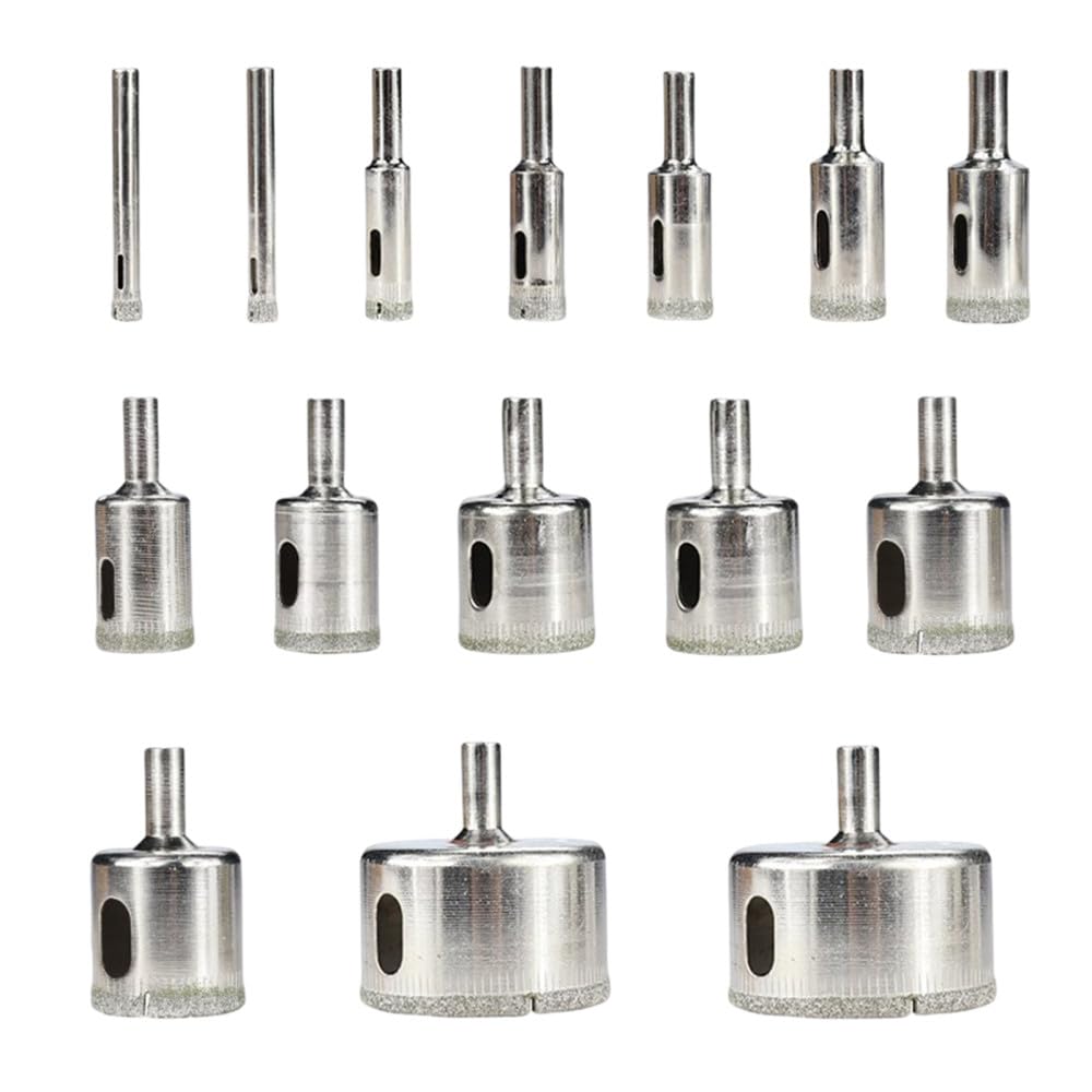 Set di punte per sega a tazza con rivestimento diamantato 3-60mm Punte diamantate per carotaggio per perforazione di piastrelle di marmo di vetro e granito, 4,50 mm 18 pezzi