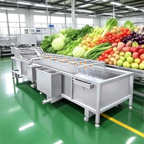 Lavadora de frutas y verduras, equipo comercial de acero inoxidable para lavadora de alimentos con sistema de limpieza de burbujas para productos frescos, verduras de hoja, frutas y verduras