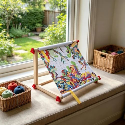 Cerceau de broderie portable support de table bois réglable - 2