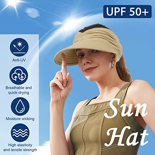 Miniatura 2 de Tagvo Visera Mujer Verano,Gorro Anti-Uv Para Plegable Sombrero Peso Ligero Visera De Playa Para El Sol De Al Aire Libre Correr Tenis Golf Deportes De Playa Mujeres Senderismo