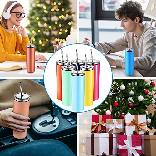 24 Pack Back To School Gift 20 Oz Skinny Tumbler Cups Bulk With Lid And Straw Stainless Steel Slim Water Bottle Set Christmas Double Wall Slim Vacuum Water Coffee Mugs For Hot And Cold Drinks #TOP6