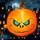 Tangkula 4 Ft Halloween Inflatable Pumpkin with Build-in LED Lights & Blower, Halloween Inflatable Jack-o-Lantern with 2 Ground Stakes & Safety Ropes, Outdoor & Indoor Holiday Decoration