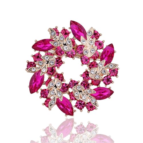 Image of Rhinestone Flower Brooch for Women Crystal Wreath Brooch Pin Stylish Big Flower Brooch Rhinestone Crystal Bauhinia Flower Wreath Brooch Elegant Clothing Hat Bag Accessories Christmas Wedding Bridal Birthday Jewelry