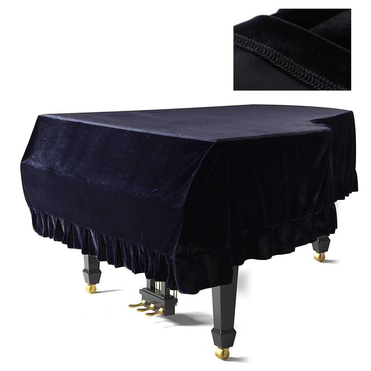 Flügelabdeckung, Klassische Flügelabdeckung, Dekorative Klavierabdeckung, Staubdichte Klavierabdeckung/Black/200 cm (L)