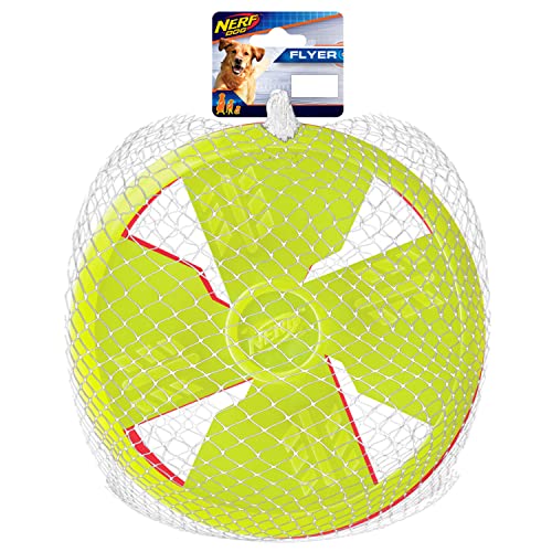 Nerf Dog Classic Flyer Dog Toy, Flying Disc, Lightweight, Durable and Water Resistant, Great for Beach and Pool, 10 inch diameter, for Medium/Large Breeds, Two Pack, Red and Green