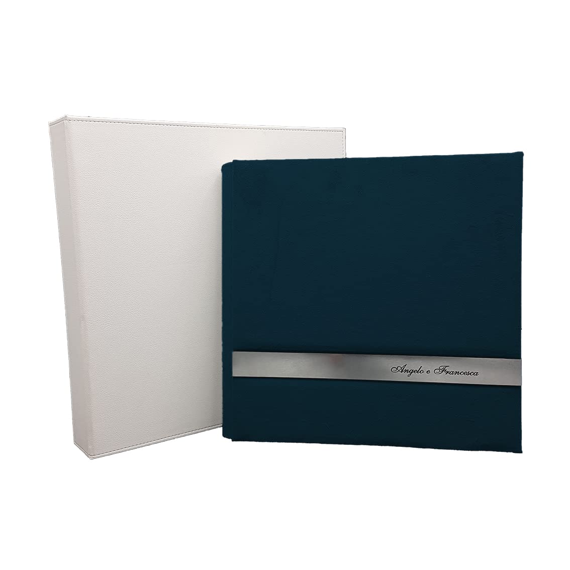 Album photo en velours de luxe avec application personnalisable. Idée cadeau pour mariage, baptême, communion, confirmation, anniversaire, cadeaux utiles, originaux (bleu océan - 23x30 cm 40/f)