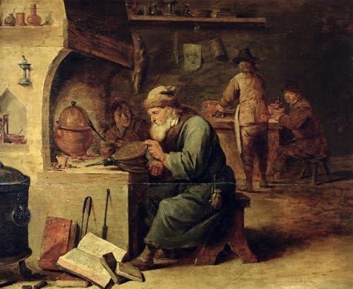 Tableau un alchimiste de David Teniers toile moderne 60x90cm pour decoration de salon