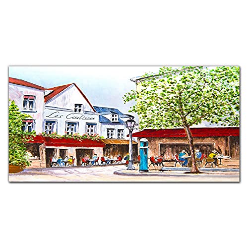Photo sur verre 100x50cm City Cafe Tree décoration murale salon
