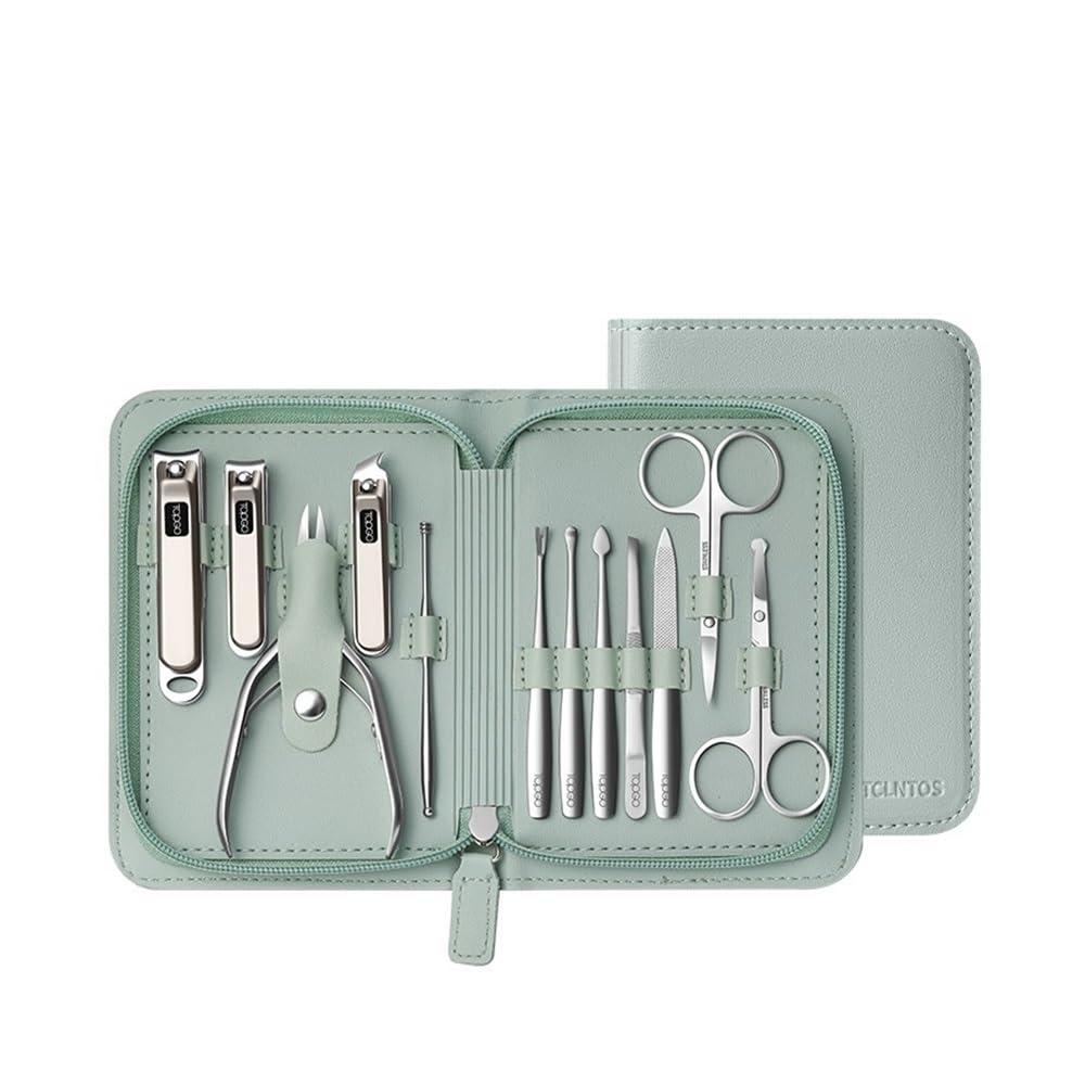 Zestaw obcinaczy do paznokci, zestaw obcinaczy do paznokci, dla mężczyzn, do Pedicure Cutter, do domu, ukośne szczypce do skórek, obcinacz do paznokci i obcinaczy do paznokci u stóp (jasnozielony)