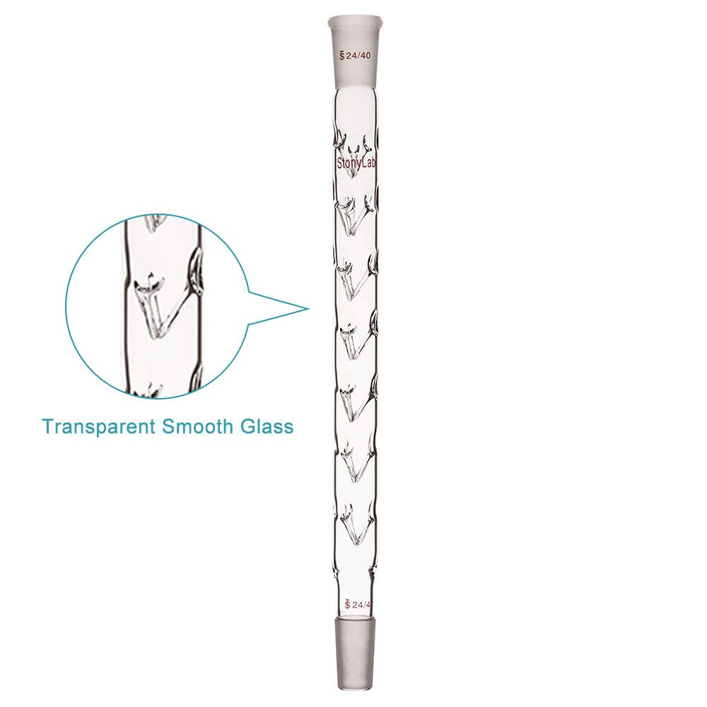 stonylab Columna de Destilación Vigreux, 24/40 300 mm Longitud de Vidrio de Borosilicato Fraccionario Columna de Destilación Columna Vigreux con Sangrías para Laboratorio