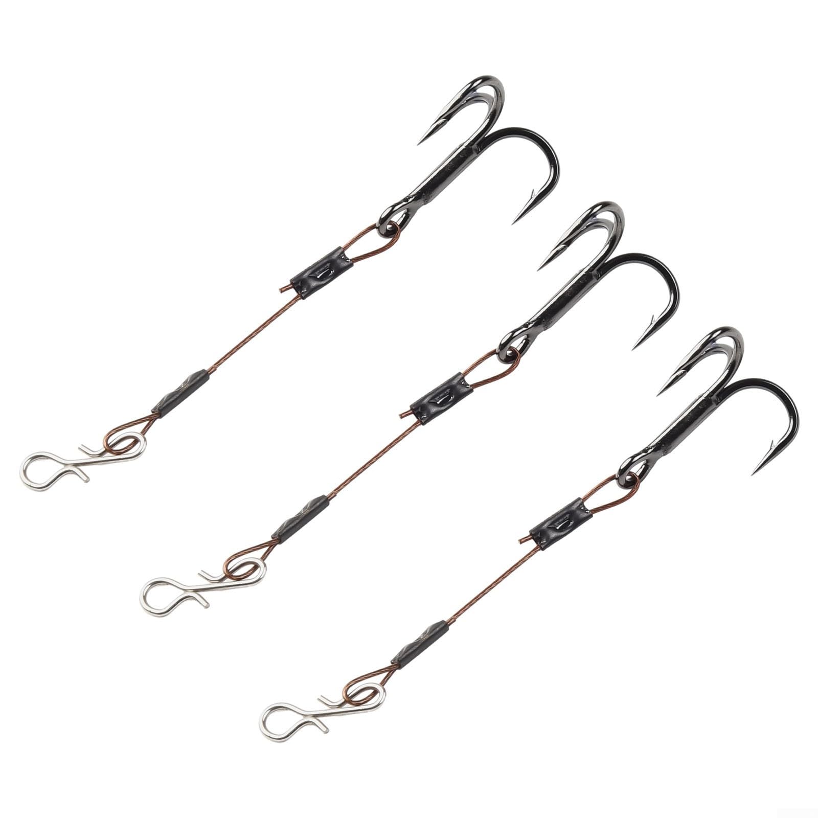 3 anzuelos agudos de acero inoxidable para aplicaciones de pesca de señuelos de depredador, incluyendo lucioperca, lubina y otros tipos de peces de caza