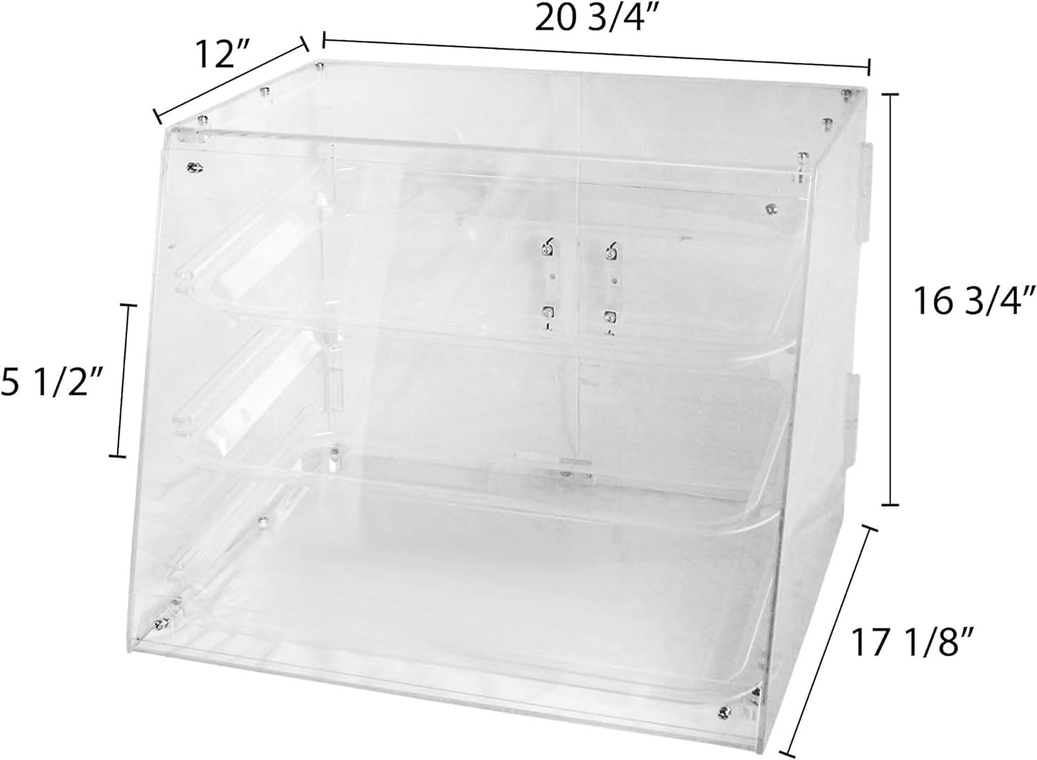 TrueCraftware- 3 Tray Acrylic Countertop Pastry Display Case with Rear Doors 21" x 17 3/4" x 16 1/2"- Bakery Case Box Retail Commercial Home use for Bagels Baked Goods Bread Donuts Vegetables