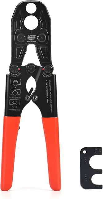 ICrimp 1/2 et 3/4-inch Combo Pex Pipe outil de sertissage pour anneau de cuivre avec GO-NO-GO Gauge Meets ASTM 1807 Norme-Fabriqué par IWISS