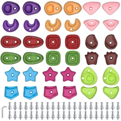 36PCS Rock Climbing Holds for Kids, Rock Wall Climbing Holds with Hardware - Climbing Rocks for Indoor Outdoor Playground Climbing Wall Cover
