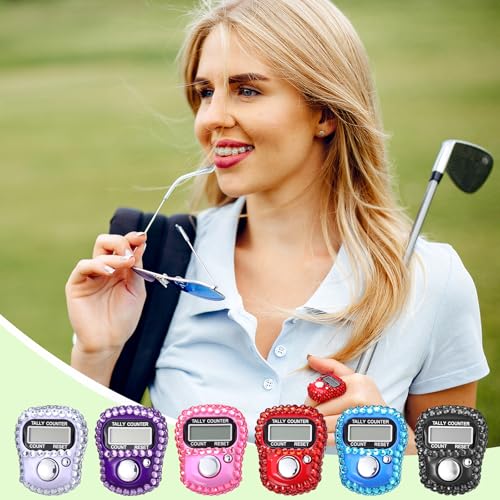 Image of Simgoing Electronic Finger Clicker Counter, Rhinestones Tally Tasbeeh Counter Gifts for Prayer Islamic Golf Counting Goods Lap Knitting Bling Accessories