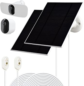 Solar Panel Charger for Arlo Pro5S 2K,Pro4,Pro3,Floodlight,Ultra2 and Ultra Cameras Security Camera System -2PACK