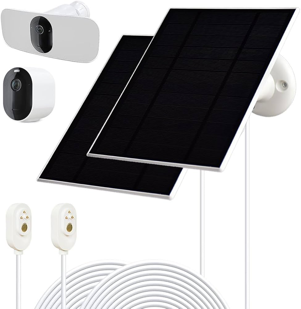 MuchLuckystar Arlo - Caricatore per pannello solare, 10 W, 5 V, resistente alle intemperie, per fotocamere Arlo Pro 5S Pro 4 Pro 3, IP65, in silicone monocristallino