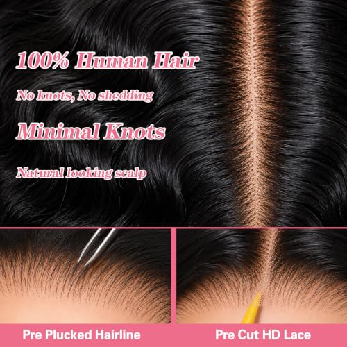 Ursquen Deep Wave Wear And Go Glueless Wigs Human Hair Pre Plucked Pre Cut 7X5 HD Lace with Drawstring 200% Density Deep Wave Lace Front Wigs Human Hair 20 Inch Curly Human Hair Wig For Black Women — view 3