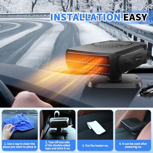Moocuca Auto Heizung, 2-in-1 Heizung/Kühlung Autoheizung mit 360° Drehbasis, 12V 150W Tragbare Autoheizung, Heizung für Auto Schneller