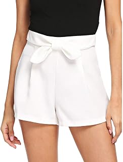 Women's Shorts Summer Casual Drawstring Elastic Waist Cotton Beach Bermuda Loose Shorts with Pockets Solid Lounge Stretchy Sleepwear Shorts