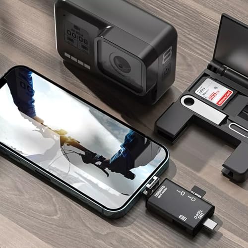 Image of Verilux 5 in 1 Card Reader with Storage Case for Micro SD & SD Cards, Memory Card Reader with Type-C & USB Dual Plugs, USB & TF & SD Cards Ports and Mobile Phone Card pin for Phone, Tablet, Laptop