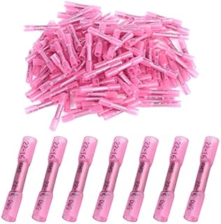 150 Pieces Heat Shrink Butt Connectors Kit, 22-16 AWG Red Insulated Waterproof Electrical Wire Connectors Automotive Wire Crimp Terminals Butt Splices