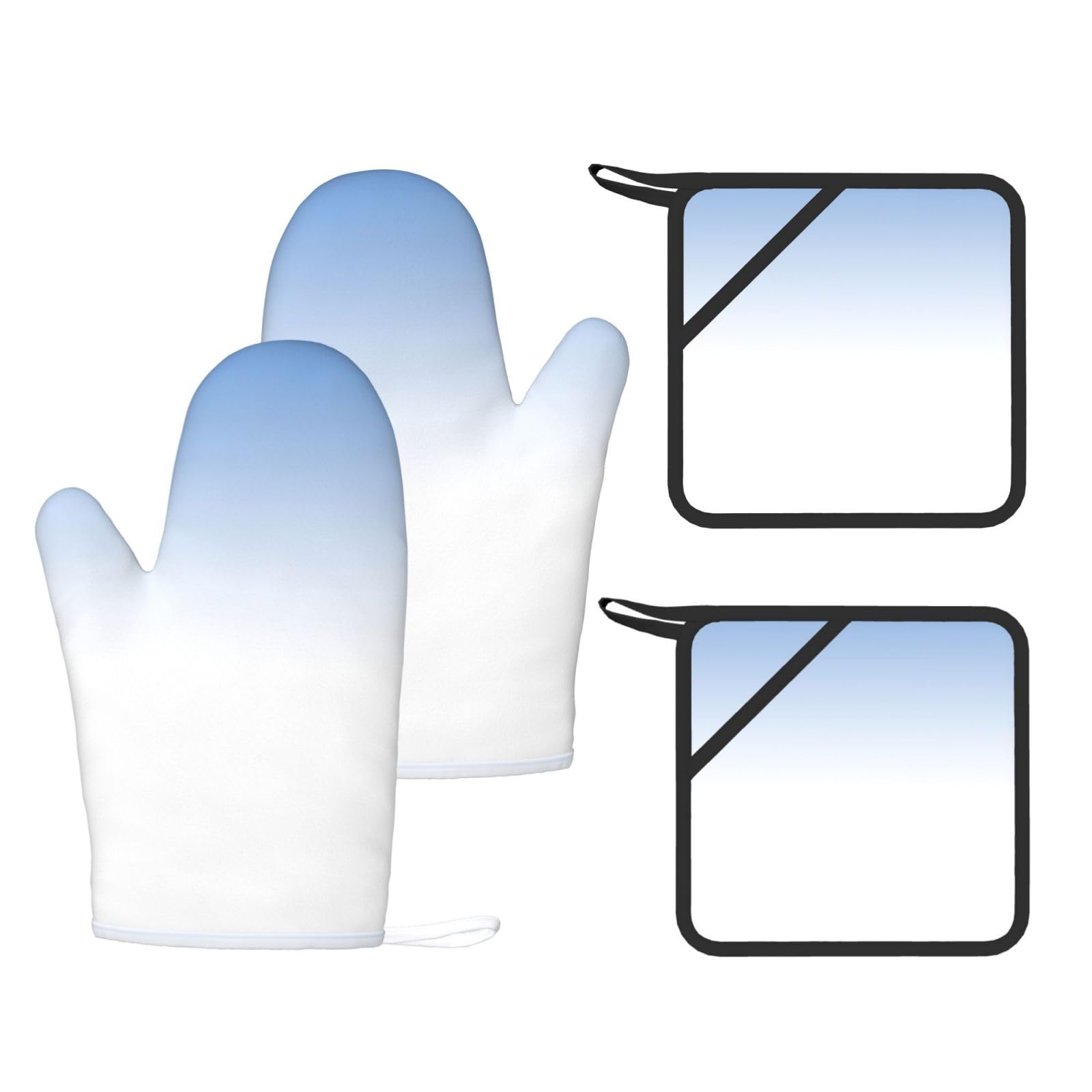 Gants résistants à la chaleur anti-brûlure gant de cuisine bleu texturé lot de 4