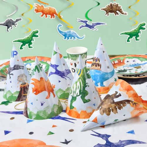 WERNNSAI 12 PCS Dinosaur Party Hats Watercolor Birthday Hats for Kids Boys by WERNNSAI - Used condition - Image 8