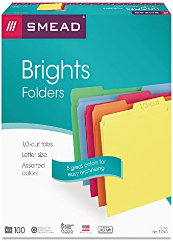 Smead Renkli dosya klasörü, 1/3 kesim, mektup boyutu, farklı ana renkler, kutu başına 100 (11943) - Görsel 4