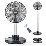 FARADAY Oscillating Standing Fan 12” Foldable Portable Quiet Floor Fan 12000mAh Rechargeable Pedesta