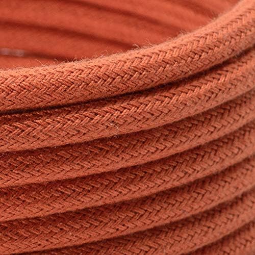 TheCable.Store 3 Core Round Dark Orange Flex Cable 0.75mm Vintage Fabric Braided (5 Metres)