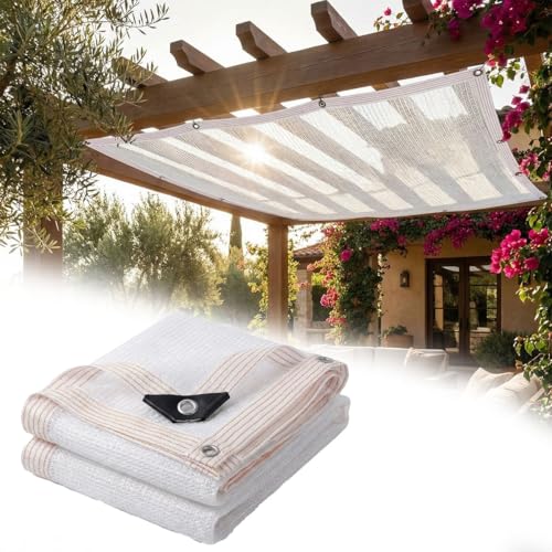 50% White Shade Mesh Tarp with Taped Edge and Grommets,