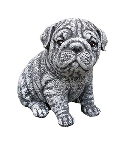 Steinfigur Bulldogge Welpe massiver Steinguss frostfest wetterfest bis -30°C