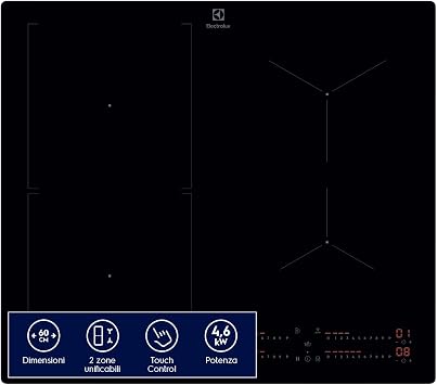 Electrolux LIL63443 Bridge Induction Hob 60 cm, 4 Cooking Zones, Bridge Function, Black