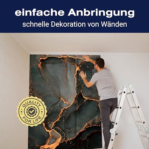 wandmotiv24 Fototapete Marmor Optik Stein, XXL 400 x 280 cm - 8 Teile, Wanddeko, Wandbild, Wandtapete, Gold Rot Blau Grau M6883