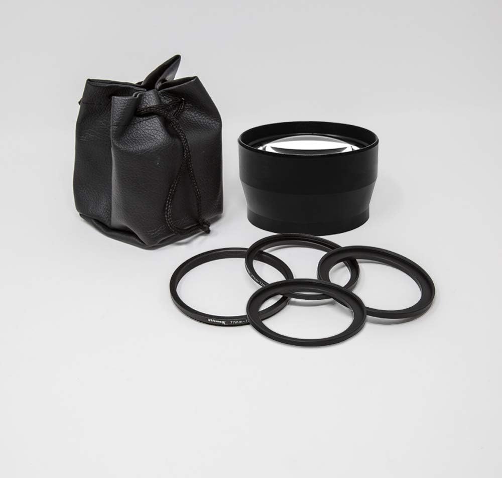 2X Telephoto Zoom Anti-Reflection Lens for High Definition Video Recording Attaches to Any Canon Nikon Panasonic Sony DSLR Camcorder Lens (72mm with Step Rings)