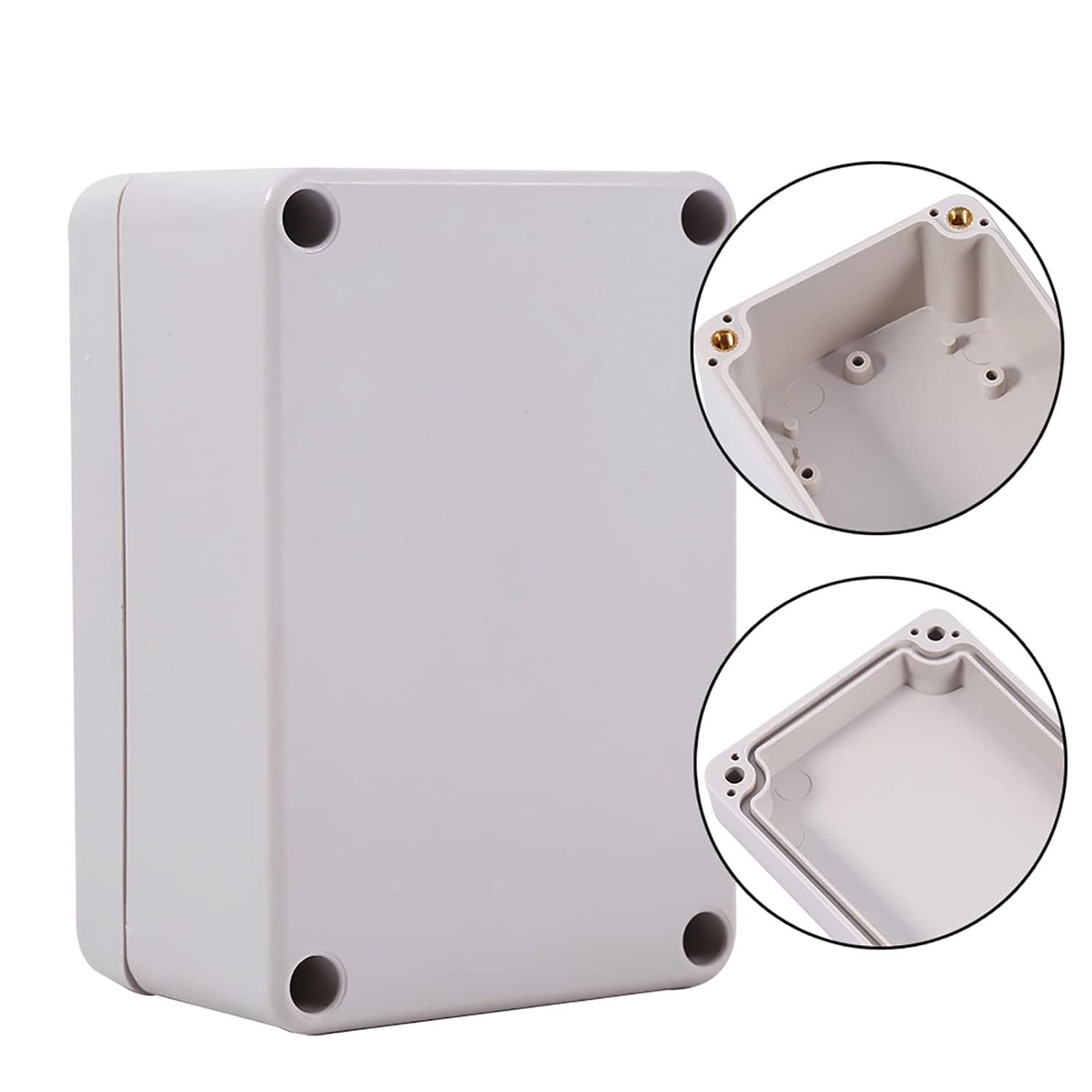Junction Box, ABS Plastic Dustproof Waterproof Junction Box, Universal Project Electrical Enclosure Boxes, White (100x68x50mm)
