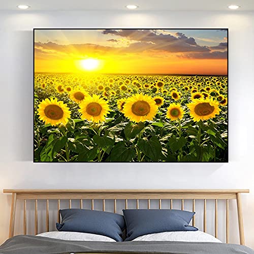 Broderie Diamant Complet Toile Grand Format Anti-Stress Tournesol Strass Point De Croix