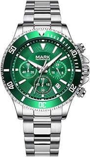 ساعة ستانلس ستيل للرجال من فيرويل FW-5770-S1، مقاس 40 ملم، اخضر/فضي، تناظري