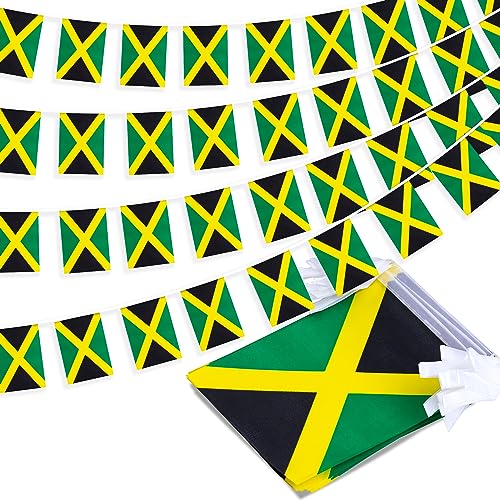Jamaica String Flag Pennant Banner, Small Mini Jamaican Flags Bunting Banner, National Country Decoration for School, Party, Sports Events, Patriotic Festival, 33 Feet 30 Flags