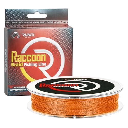 RUNCL Upgraded Braided Fishing Line, Colorfast Fishing Line Braid for Bass, Trout, Crappie, Ultra Strong Braid for Saltwater Freshwater, Abrasion Resistant, Zero Stretch, 6-80lb, 150/300/500/1000Yds