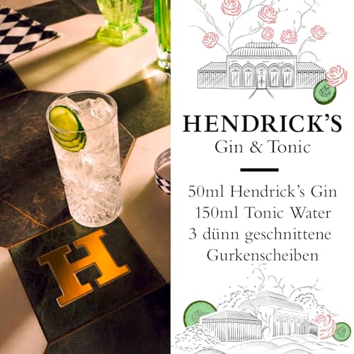 HENDRICK’S – Super-Premium-Gin – mit Gurke & Rose aromatisiert– erstaunlich mild & wunderbar anders – kleine Chargen – handgefertigt in Schottland – das ultimative Gin‑Geschenk – 44 % vol. – 70 cl.