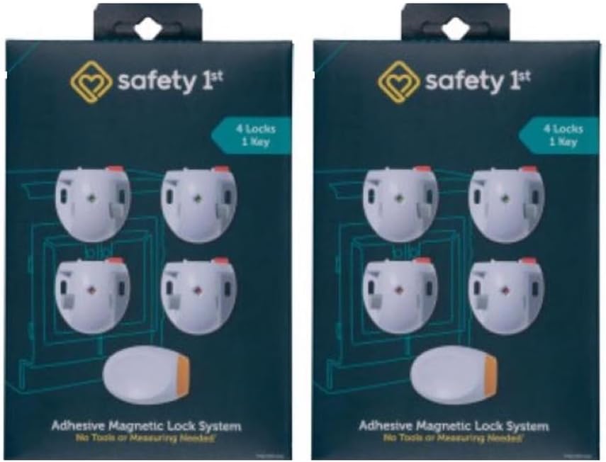 [2 Pack] White Plastic Cabinet Locks 5 pk with Microfiber Cloth - Adhesive Magnetic Lock System - Baby Proof Cabinet Locks, Child Safety Drawer Locks