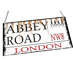 Christopher Coombs Abbey Road Beatles Plaque murale en métal à suspendre avec chaîne de suspension - Les Beatles, Paul McCartney, John Lennon, RIngo Starr, George Harrison
