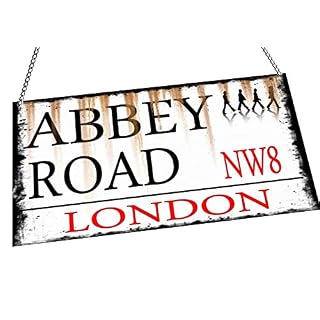 Christopher Coombs Abbey Road Beatles Plaque murale en métal à suspendre avec chaîne de suspension - Les Beatles, Paul McCartney, John Lennon, RIngo Starr, George Harrison