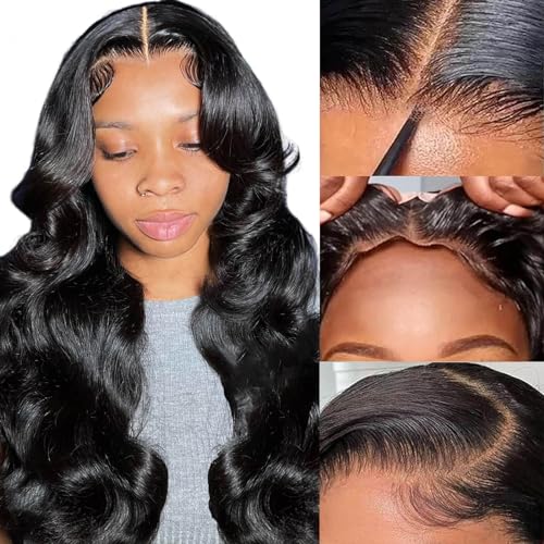 GURVEY Wigs for Black Women Human Hair Body Wave Lace Front Wig 13x4 Brazilian Body Wave Human Hair Wigs 180% Density Pre Plucked with Baby Hair Natural Color (20 Inch)
